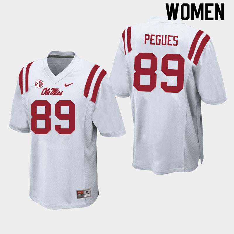 Women #89 JJ Pegues Ole Miss Rebels College Football Jerseys Sale-White